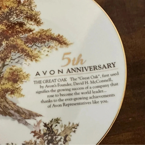 Avon 5th Anniversary California Perfume Company Commemorative Gold Lined Plate - Picture 2 of 6